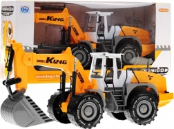 Buldoexcavator pentru copii 3+ Cupă mobilă + Capotă care se deschide + Figurina motorului