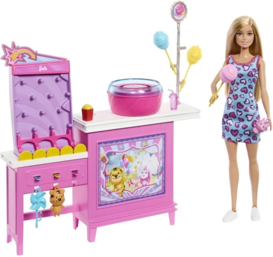 Barbie chioșc cu vată de zahăr – set de joacă cu păpușă