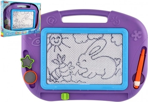 Tăbliță magnetică de desen cu accesorii din plastic 32x24 cm în cutie