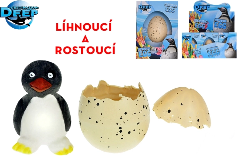 Pinguin care eclozează în ou – crește în apă, 6 cm