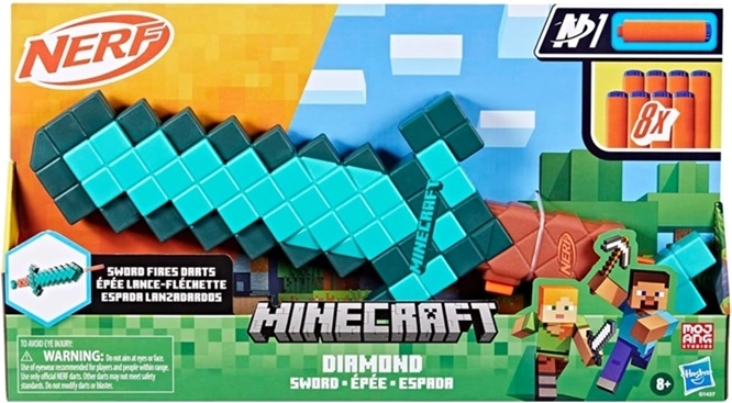 Sabie Nerf Minecraft Diamond Sword cu săgeți din spumă - 1 bucată