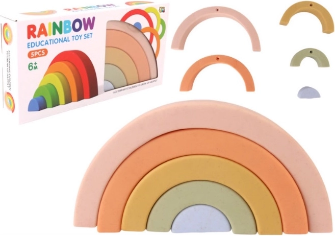 Curcubeu Montessori pastel – arcuri de stivuire (5 piese)