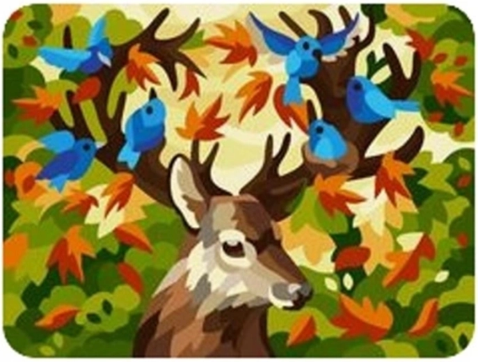 Norimpex Pictură pe numere Cerb cu păsărele 40 × 50 cm