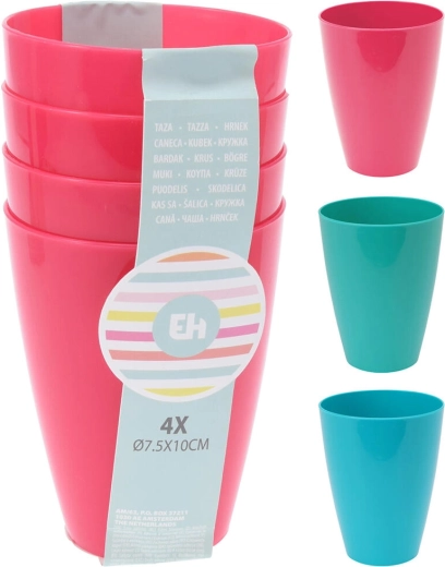 Pahare din plastic mix de culori 4 bucăți