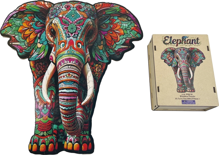Puzzle din lemn de tip încastrare – elefant