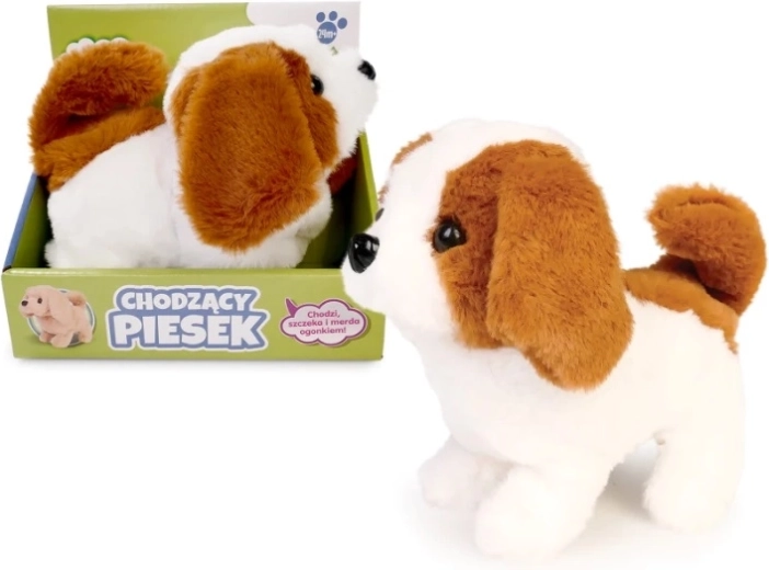 Cățeluș de pluș mergător 15 cm
