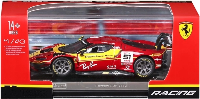 Bburago Ferrari Racing 296 GT3 2025 roșie #51 1:43 - 1 bucată
