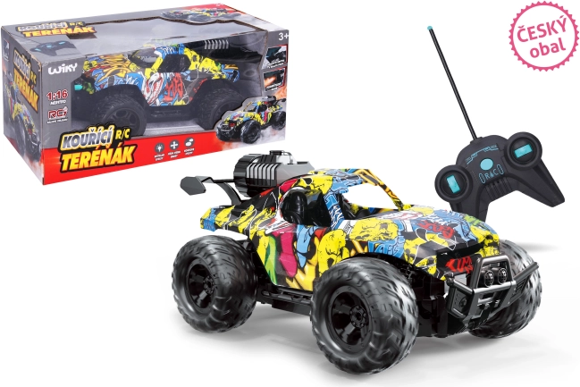 Mașină RC off-road cu design graffiti și efect de fum 24 cm