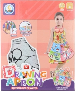 Șorț de colorat pentru copii cu suprafață lavabilă și 12 markere
