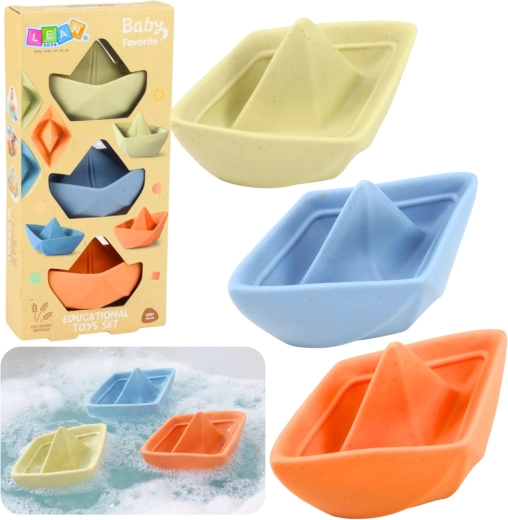 Set de bărcuțe din cauciuc pentru baie, pastel, 3 bucăți