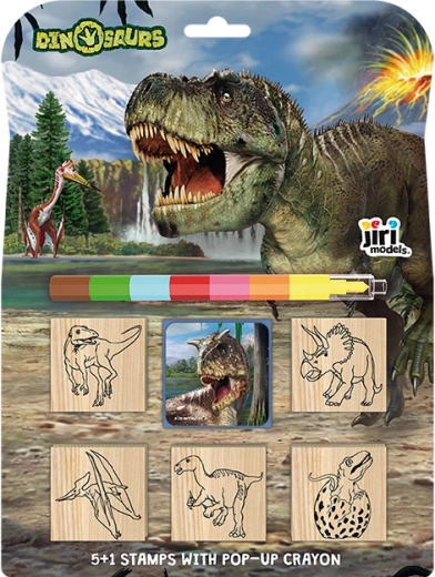 Ștampile 5+1 cu creion cerat – Dinozauri