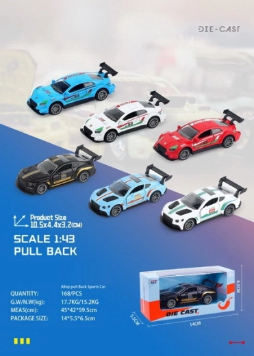 Mașinuță de curse metalică 10,5 cm cu mecanism pull-back