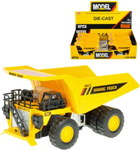 Model metalic de basculantă cu tracțiune prin fricțiune, cu lumină și sunet 16 cm (1:50) - 1 bucată