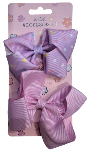 Set Pink de agrafe cu fundă roz și mov - 2 bucăți