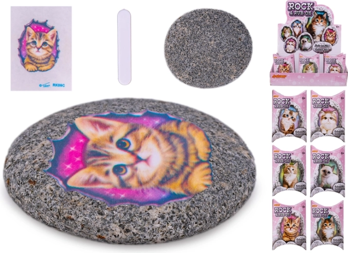 Pietricică cu abțibild cu pisicuțe – jucărie creativă pentru copii de la 6 ani