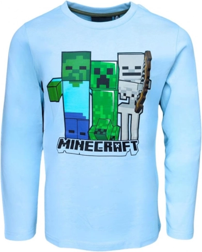 Tricou băieți Minecraft cu mânecă lungă, albastru deschis