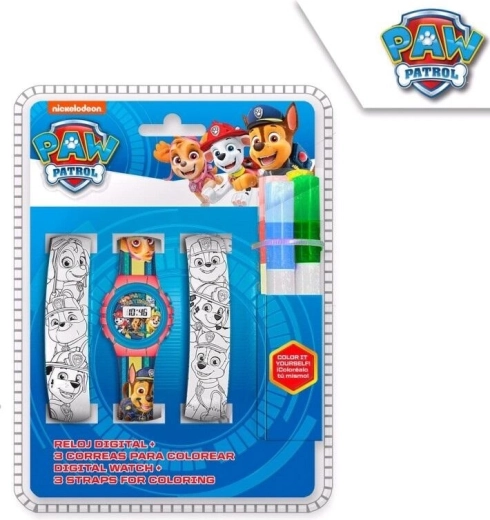 Set de ceas digital și curele de colorat Patrula Cățelușilor - 1 bucată