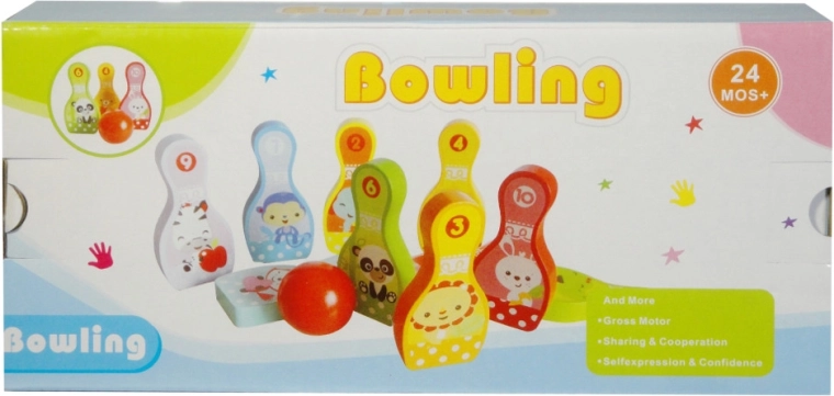 Set de bowling din lemn pentru copii