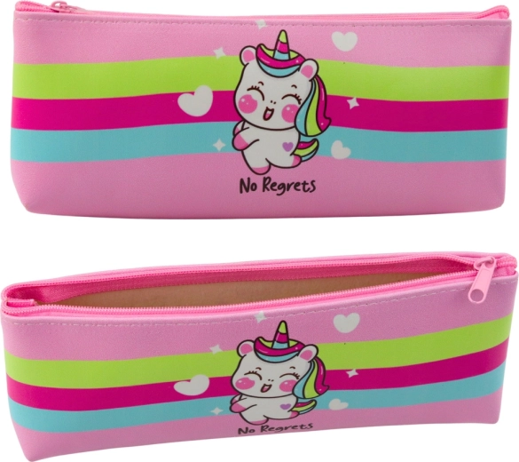 Penar școlar cu unicorn în culoare roz pastel