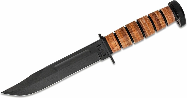 Cuțit multifuncțional KA-BAR Dog's Head 18 cm, negru, cu teacă din piele