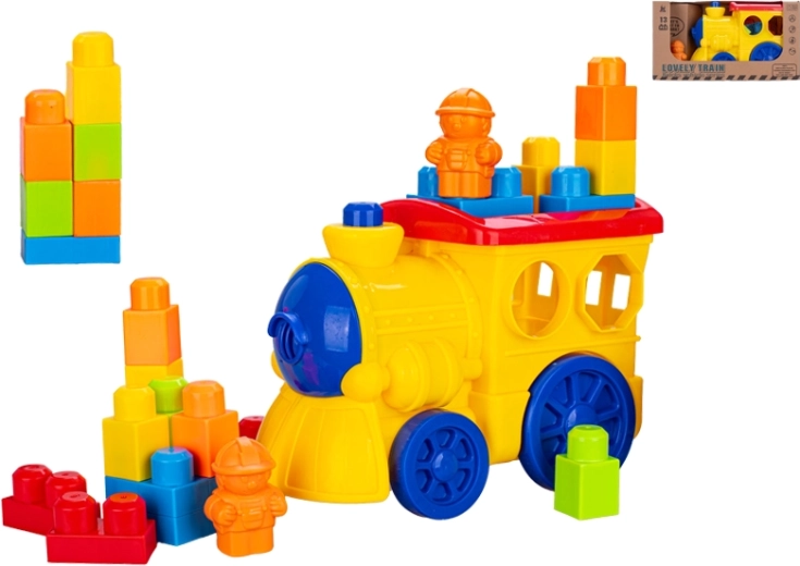 Trenuleț colorat cu cuburi și figurină 28 cm