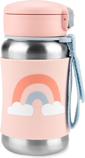 Skip Hop Spark Style sticlă din oțel inoxidabil cu pai, curcubeu, 350 ml