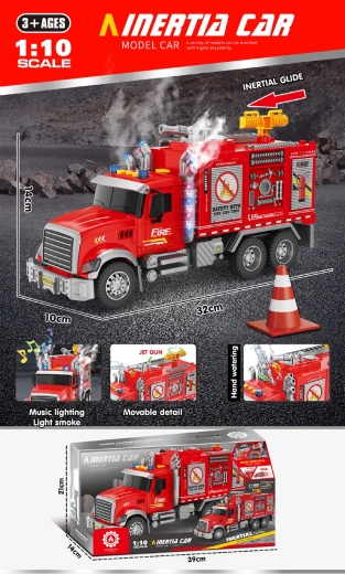 Autospecială de pompieri interactivă cu lumină, sunet și fum