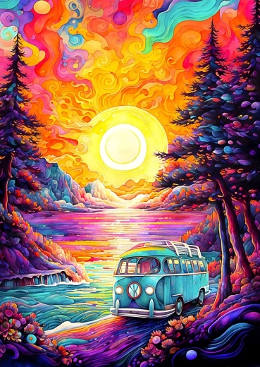 Puzzle Enjoy Viață în rulotă pe plajă, 1000 de piese