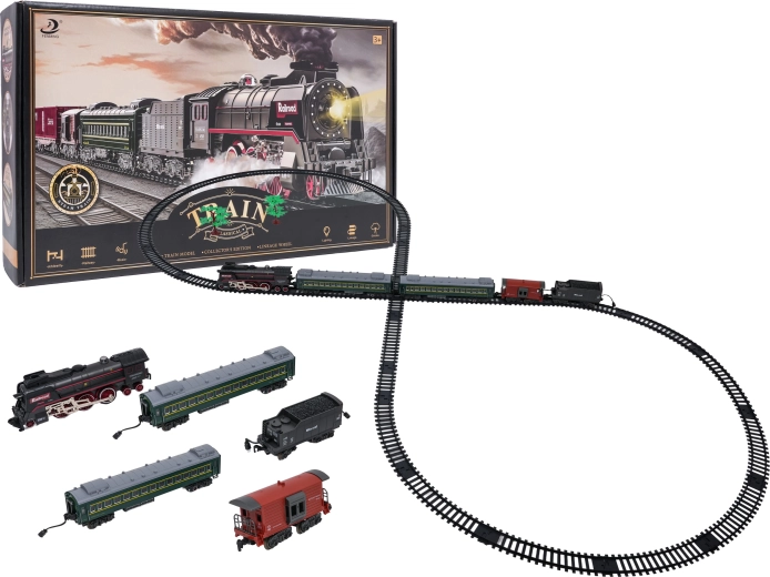 Trenuleț retro cu lumini, sunete și fum 216 cm