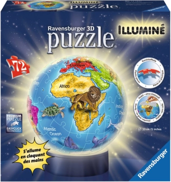 Ravensburger 3D Glob luminos puzzle minge 72 piese