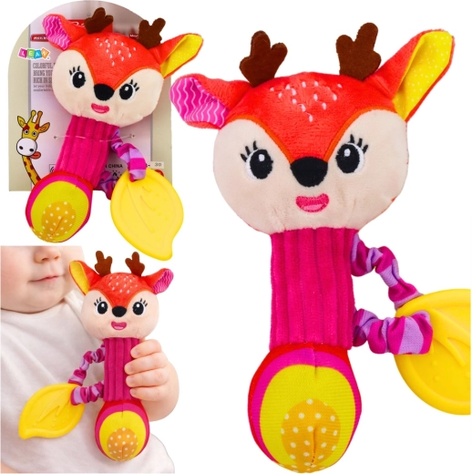 Zornăitoare de pluș căprioară cu inel de dentiție și pîrîitoare pentru bebeluși