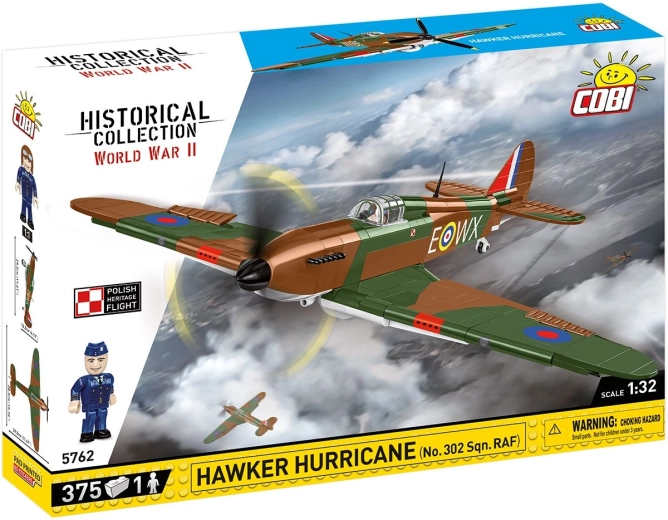 Set de construcție Cobi Hawker Hurricane No. 302 Sqn. RAF 1:32 (375 piese)
