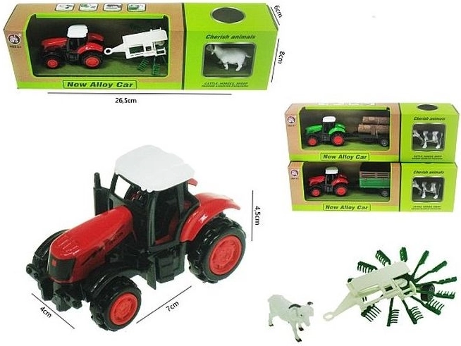 Tractor cu remorcă și animăluț 16 cm