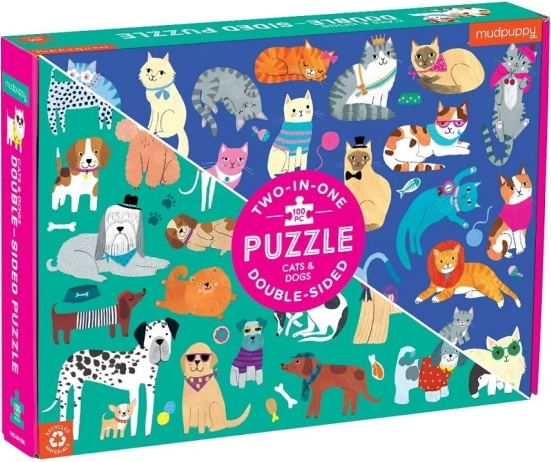 Puzzle reversibile câini și pisici 100 piese MUDPUppy