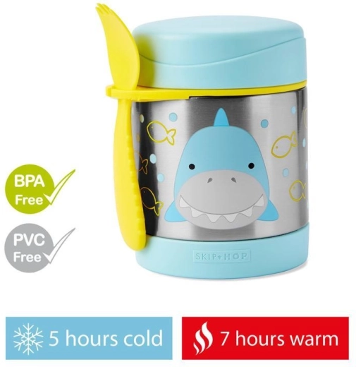 Skip Hop Zoo termos pentru mâncare pentru copii cu linguriță-furculiță Rechin 325 ml