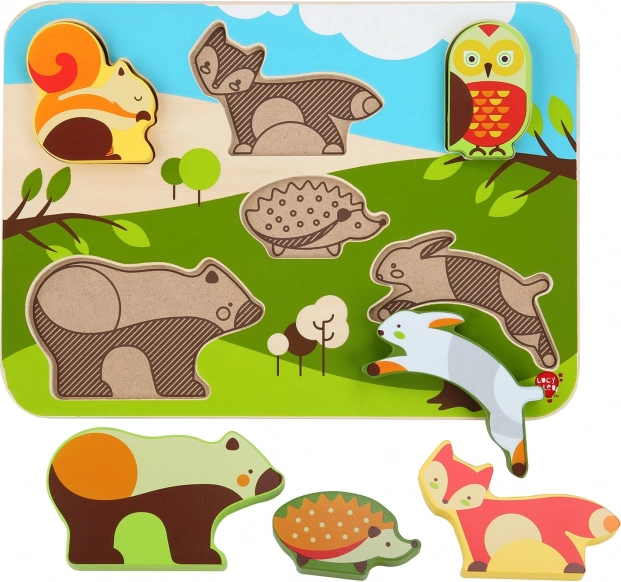 Lucy & Leo puzzle din lemn cu animale din pădure, 7 piese