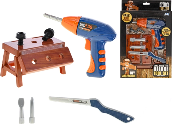 Set de unelte pentru copii cu bormașină 18 cm în cutie