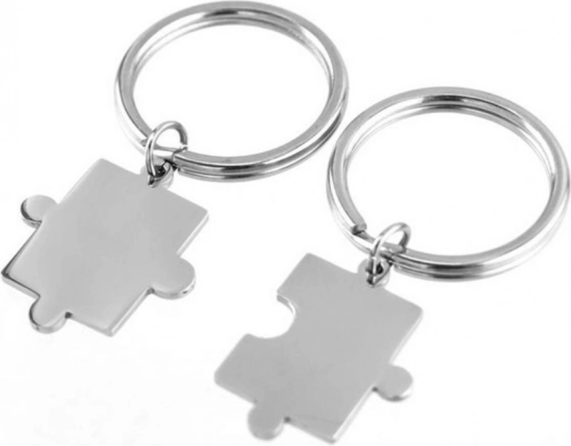 Brelocuri din oțel Puzzle – set de 2 bucăți