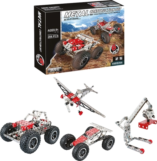Set de construcție metalic 6 în 1, 288 piese