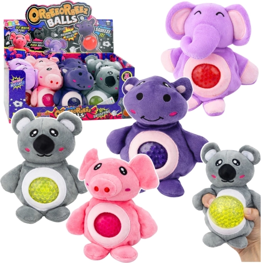 Animăluț senzorial din pluș de strâns cu biluțe hidrogel 15 cm