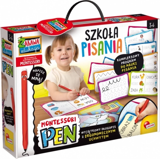 Set educațional Montessori Pen Writing School cu 18 tabele