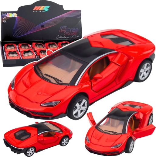Mașină sport metalică 1:32 roșie cu lumini și sunete