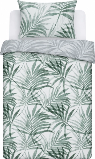 Lenjerie de pat din satin de bumbac Milagro Verde cu frunze de palmier 140 × 200 cm
