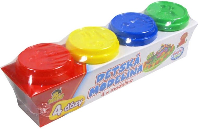 Plastelină pentru copii în recipiente, 4 culori de bază - 4 buc.