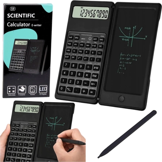 Calculator științific cu tablă LCD pentru scris și stylus, afișaj cu 10 cifre