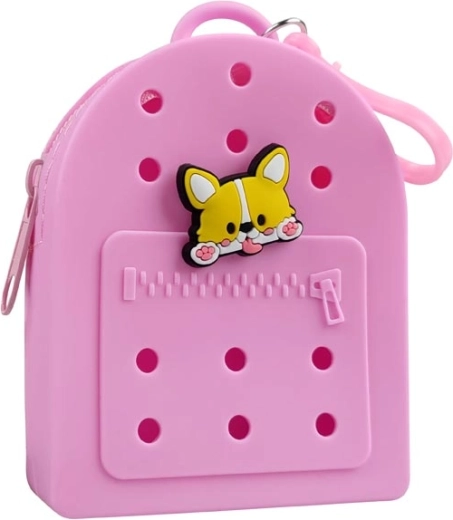 Portofel din silicon Gifty, roz, cu pin decorativ