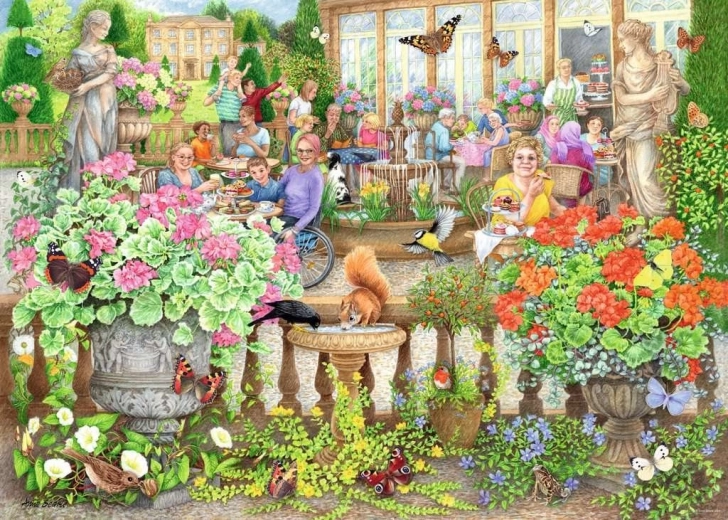 Puzzle Ravensburger Cosy Café Collection nr. 2: Cafenea în oranjerie, 1000 de piese