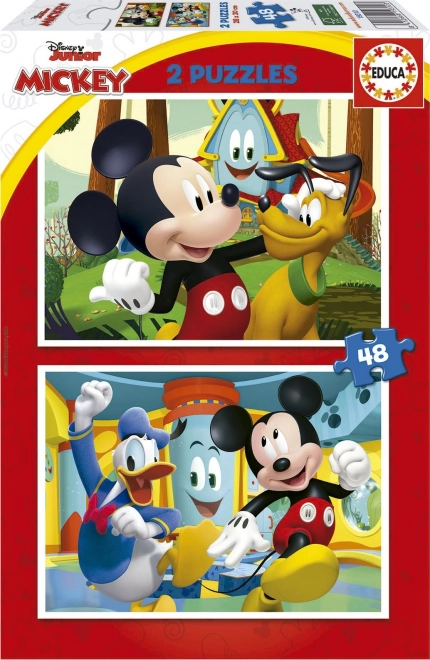 Puzzle EDUCA Mickey Mouse – Parc de distracții 2×48 piese
