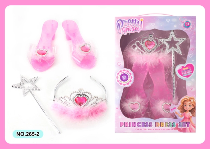 Set de accesorii pentru o mică prințesă – pantofi, tiară și baghetă magică