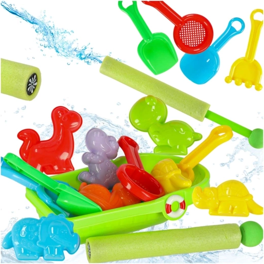 Pat pentru copii cu jucării de nisip și pistol cu apă